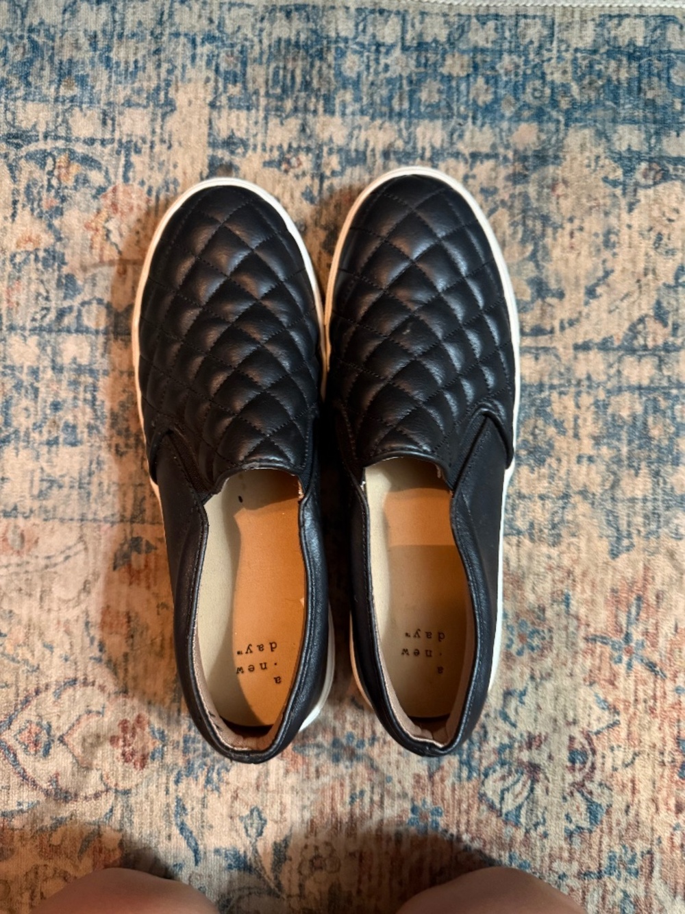 A New Day Black Quilted Slip-On Sneakers